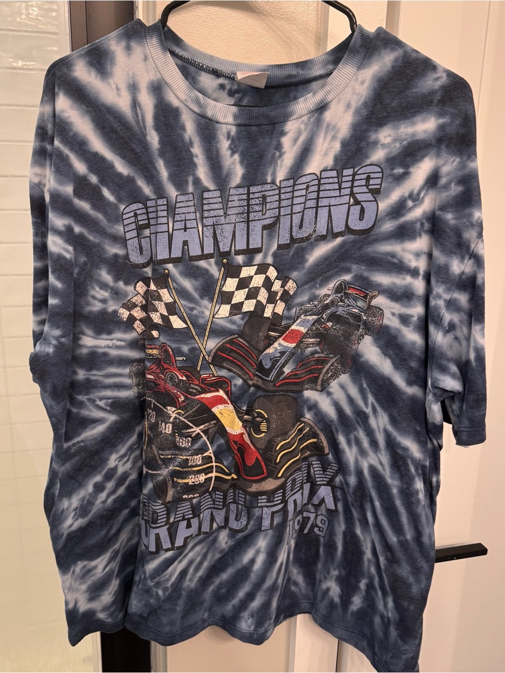 Tie-Dye 'Champions' Racing Graphic Tee - Navy